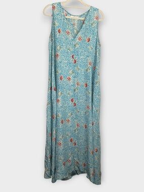 EUC Natalie Martin 100% silk Tova V-Neck Maxi Turquoise Dress | Small